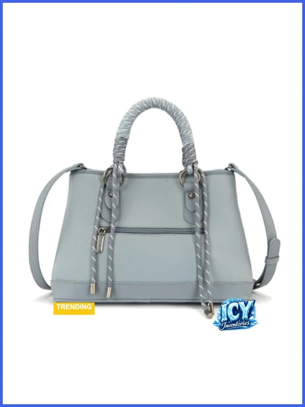 Vegan Leather Satchel Tote with Braided Rope Handle Crossbody Bag
